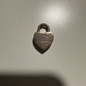 Return to Tiffany & Co New York Heart Padlock Lock Charm Pendant